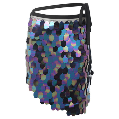Womens Sequins Dance Skirt Lace-Up Mermaid Hip Scarf Wrap Long Belly Dance Hip Skirt Festival Dance Stage Performance Costumes
