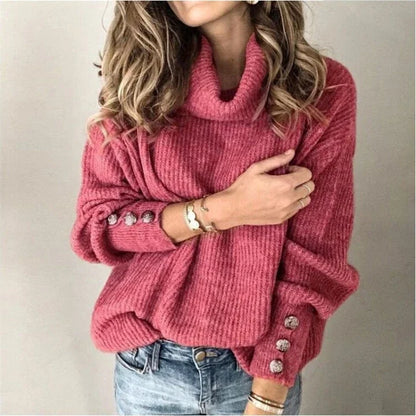 Herbst Winter neue einfarbige Freizeit mode lose Pullover Frauen Langarm High Collar Street Sweatshirt Pullover Top weiblich.