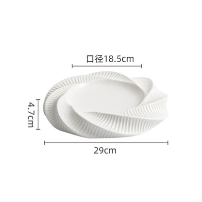 White Ceramic Dining Plate Dinner Steak Hotel Restaurant Main Course Dessert Home Kitchen Tableware.