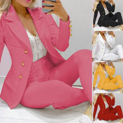High Waist 2 Pcs/Set Stylish Slim Cardigan Lady Business Two-Piece Set Office Lady Business Suit Cardigan   for Work.