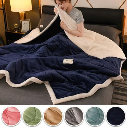 2025 NEW Winter Keep Warm Wool Throw Blanket for Sofa Winter Blanket King Size Home Warm Plaid Comforter Bedspread Bedding Sheet.