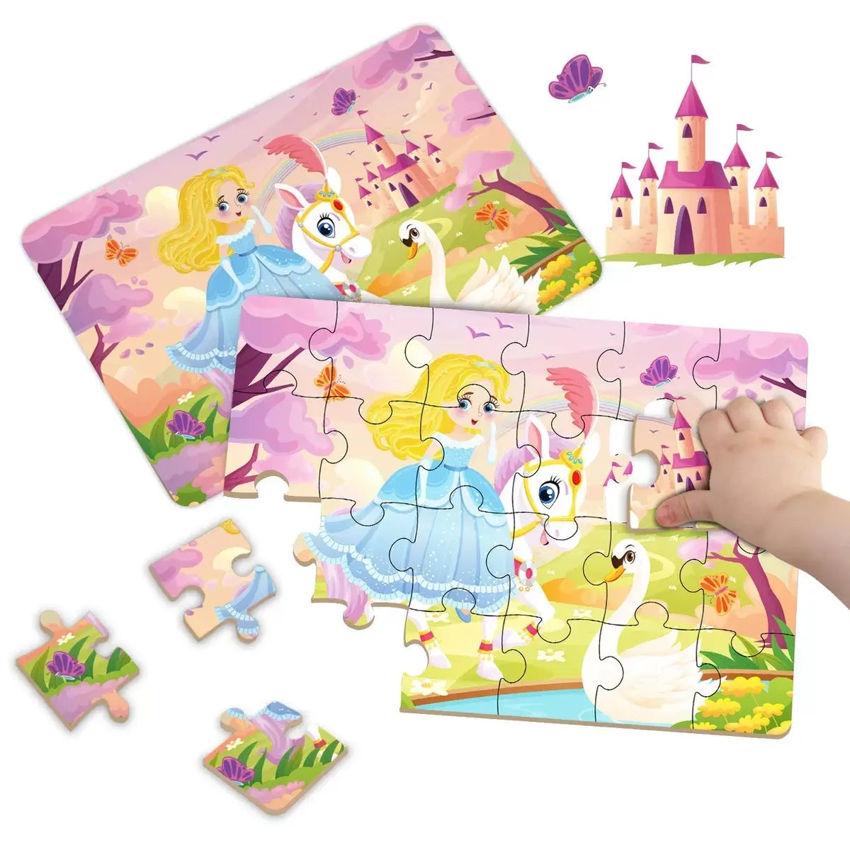 Kids Cartoon Animal Jigsaw Puzzles Montessori Educational Toys Parent-Child Theme Game Paper Educational Gift for Children