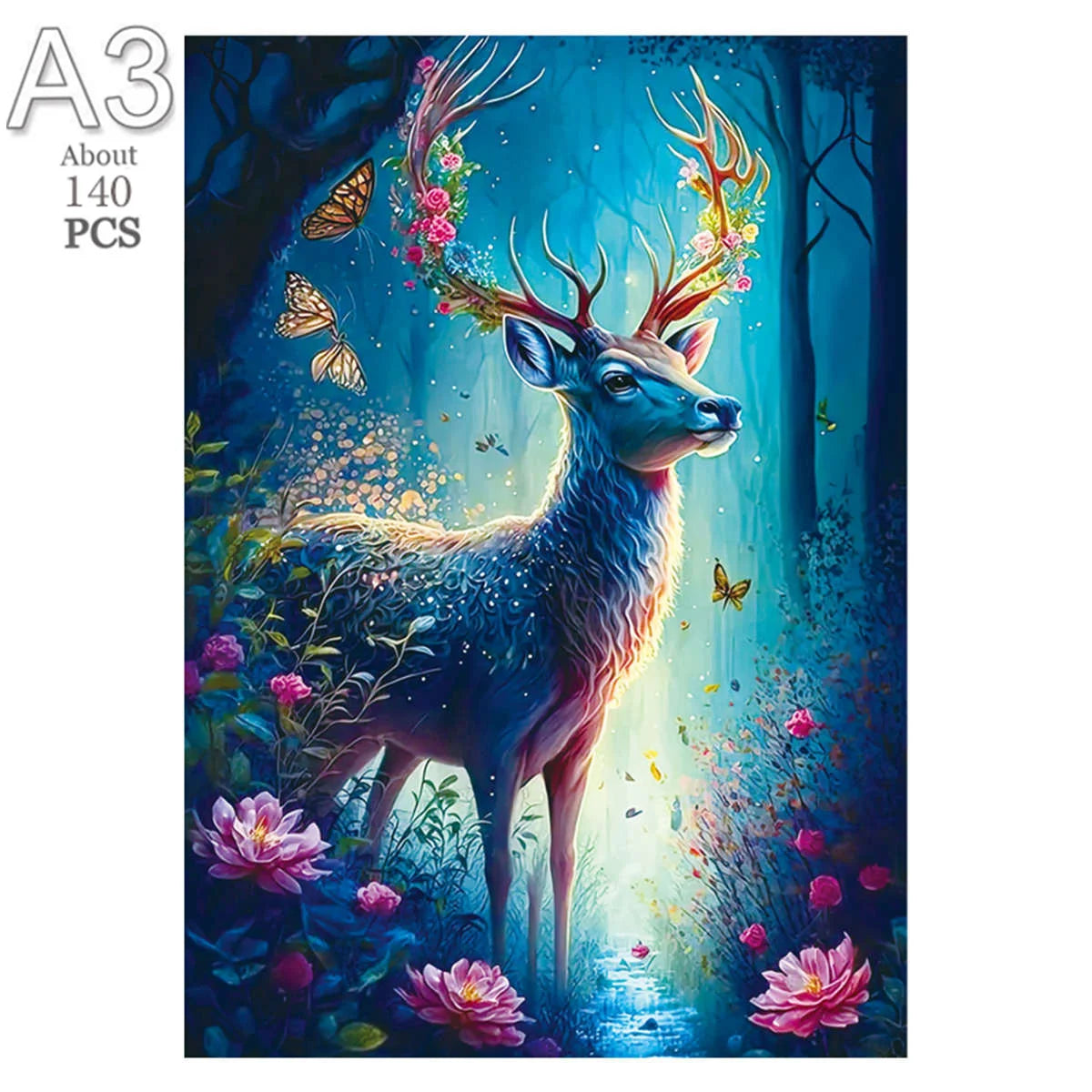 Deer in The Forest Wooden Puzzle Unique Shape Animal Puzzle Adult Relaxation Gift Exquisite Boxed Set with Decorative Artworks