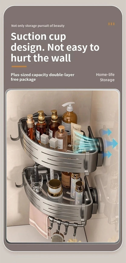 Kein Bohren Saugnapf Badezimmer-Saugregal Perforationsfreie Toilette Wandmontierter Duschgel-Dreieckskorb Badezimmerregal