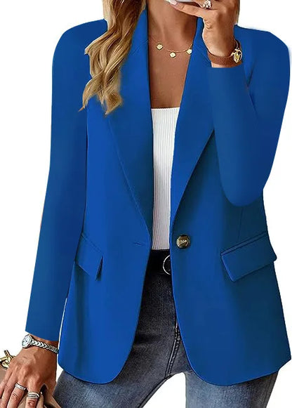 Modische Casual Frauen Blazer 2024 Frühling Herbst Neue Einfarbig Drehen Unten Kragen Langarm Anzug Mantel Elegante Büro Dame