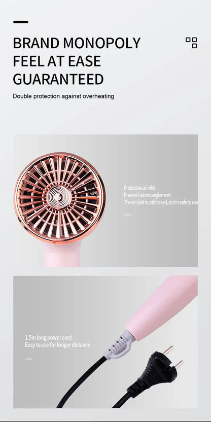 Kemei Portable Handle Compact Hair Dryer Foldable Low Noise Blower Dryer Hot Wind Long Life for Outdoor Travel 950W Student Use