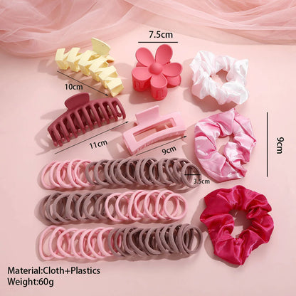 57 Pcs Dopamine Fashion Colorful Hair Accessories Set for Women Hair Circles Flower Shaped Grip Daily Wear Party Gift 2025.