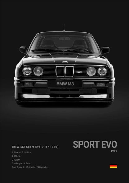 Black Background Sports Cars Poster and Prints F87 M3 M4 G90 E46 Luxury Car Canvas Painting Wall Art Pictures Room Office