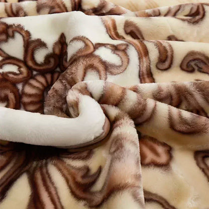 European Style Warm Raschel Blanket for Winter High End Soft Thicken Warmth Weighted Blanket Double Side Flocked Comforter Duvet.