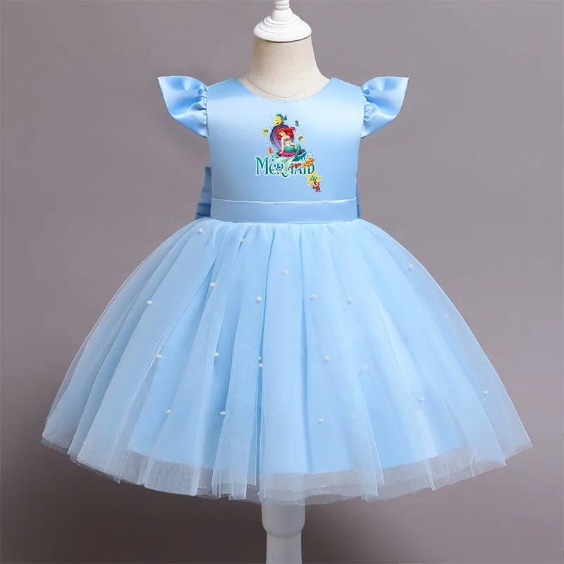 Die kleine Meerjungfrau elegante Prinzessin Spitze Kleid Kinder kleider für Mädchen Vintage Kinder Geburtstags feier Kleider Weihnachts kleidung