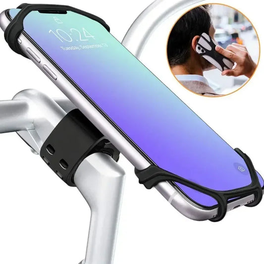 360 Rotatable Mobile Phone Bicycle Motorcycle Holder Bike Safe Bracket Silicone Support Silicone Pull Type For All Phone Stand.