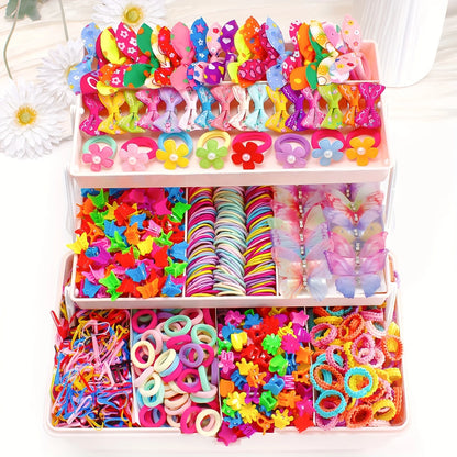 555-Piece Set Colorful Butterfly Hair Clips for Girls Sweet Elastic Bow Hair Accessories Hairpin Hairband Hair Accessories.