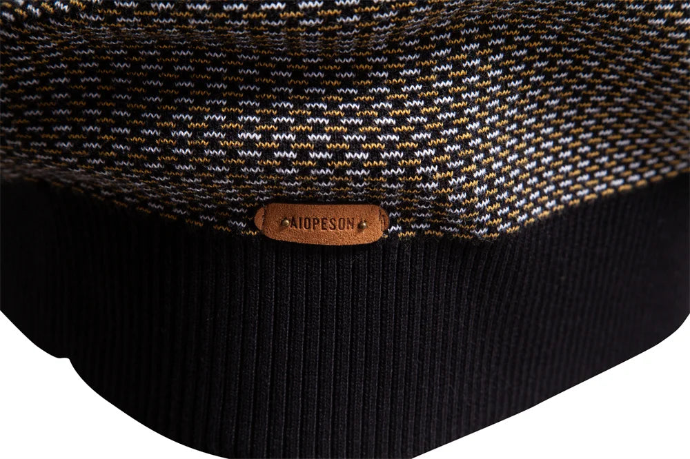 AIOPESON Classic Striped Knitwear Men Cotton Blend Sweater Mock Neck Warm Thickened Old Money Luxury Winter Sweaters for Men.