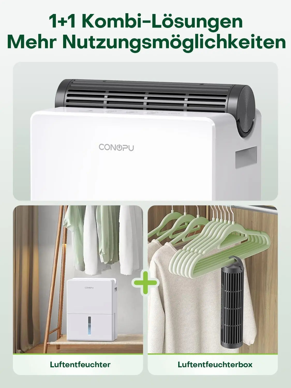 Dehumidifier for Bedroom 2000 ml, Double Hold Design, Drying Mode, Sleep Mode 30 dB, Automatic Defrost Function 24h Timer.