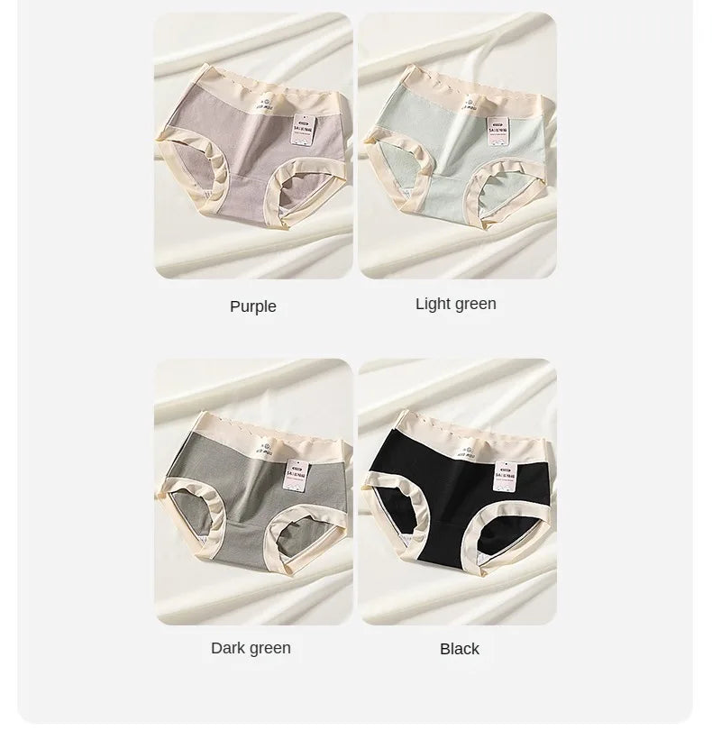 3PCS Female Underwear Antibacterial Pure Cotton Sexy Mid-rise Cotton Panties Woman Traceless Fashions Women's Intimate Intimates