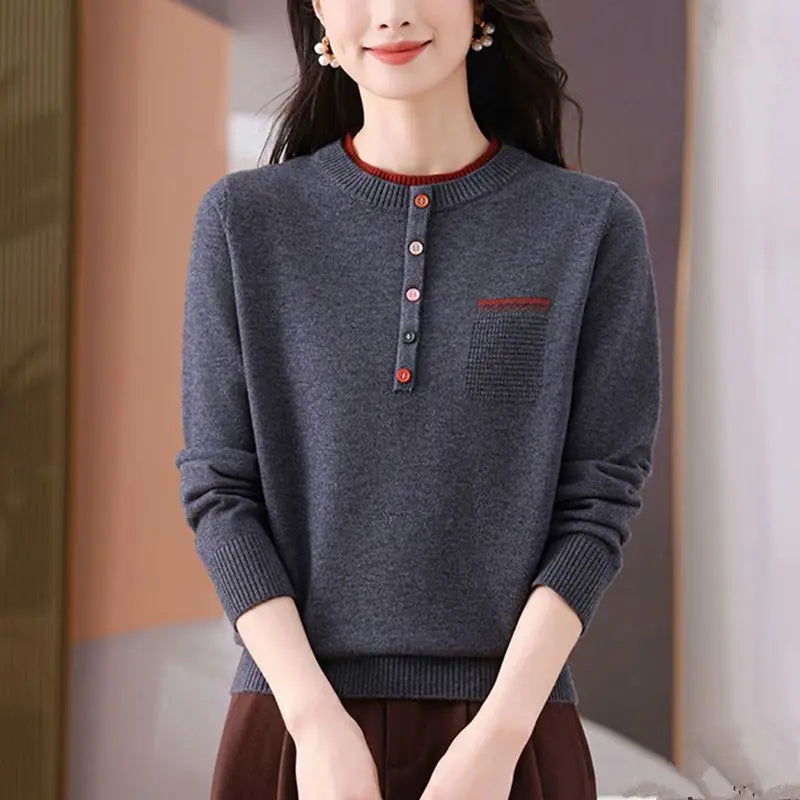 Frauen Kleidung Lose Mode Pullover Herbst/Winter Warme Elegante Gestrickte Langarm Pullover Dame Casual Oansatz Alle-spiel top