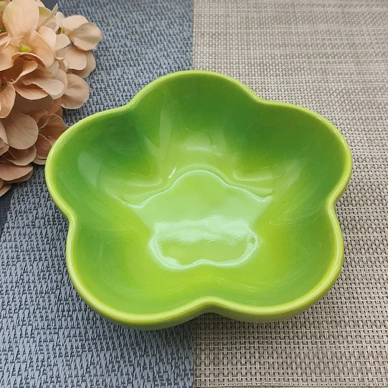 5'' Elevated Flower Design Ceramic Cat Bowl, Pet Food Dish, Small Dish Dip Dish, Deep Feeders, for Home Kitchen Supplies Gift.