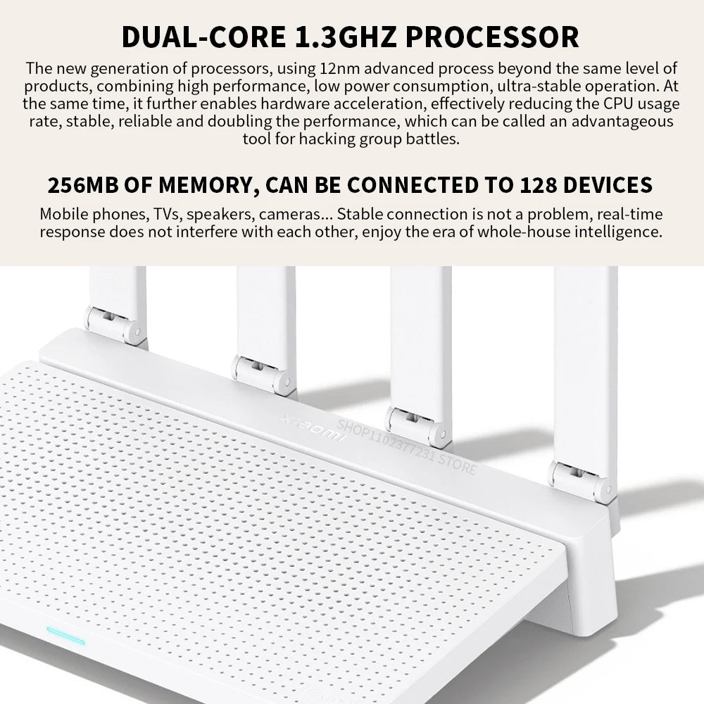 2024 NEW Original Xiaomi AX3000T Router 5GHz 160MHz Broadband 1.3GHz Processor High Speed NFC Connection For Home Office Games.