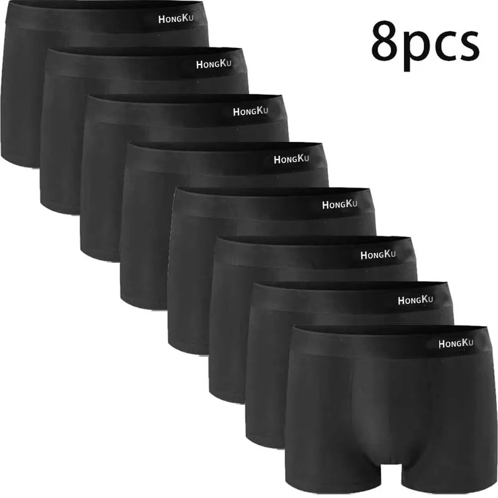 4/6/10 PCS Herren-Unterwäsche, Slips, Herren-Boxershorts, weiche schwarze Boxershorts, Milchseide, große Herren-Höschen, 3D-Beutel-Shorts