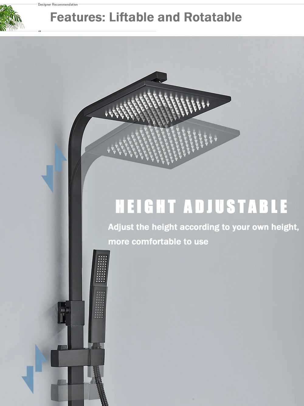 Rainfall Bathroom Shower Faucet Kit With Bidet Wall Mounted Stainless Steel Hot Cold Water Mixer Tap System With Rack,Tub Spout