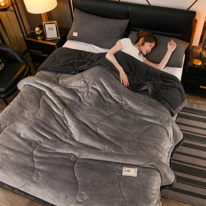 Milk Fleece Autumn Winter Warm Weighted Blankets for Beds European Thickened Beibei Velvet Throw Blanket Warmth Quilt Comforter