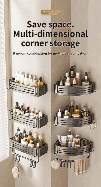 Saugnapf perforationsfreier Raum Aluminium Badezimmer Lagerregal Badezimmer Dreieckskorb Wandaufhänger Badezimmer Eckaufbewahrung