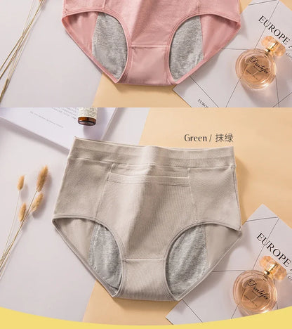 4 Pcs Women's Menstrual Period Panties High Waist Cotton Leak-Proof Underwear Absorbent Postpartum Post Surgery Period Underwear.