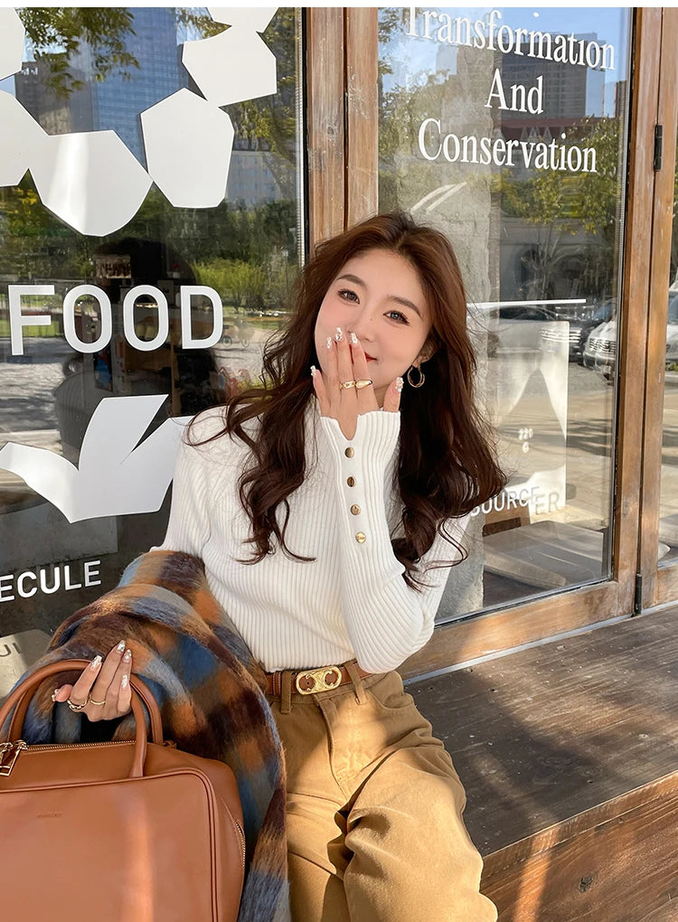 Herbst Winter Pullover Frauen Pullover Langarm Tops Kleidung Schlank Stricken Weiche Jumper Streetwear Taste Rollkragenpullover.