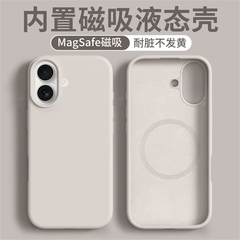 Magnetic Case For iPhone 17 Pro Max 17 Ari MagSafe Luxury Liquid Silicone Comfortable Feel Built in Flocking Protect Cover