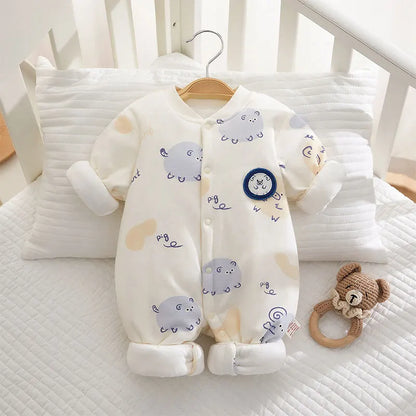 Somenie Neugeborenen Baby Onesie Verdickte Winter Reine Baumwolle Baby Body Warme Baumwolle Winter Niedlich Gedruckt Jungen Mädchen Onesie.