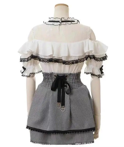 Sweet Lolita Jirai Kei High Waist Skort - Double Bow Buckle Short Skirt for Women Japanese Y2K Kawaii Fashion Summer Casual.