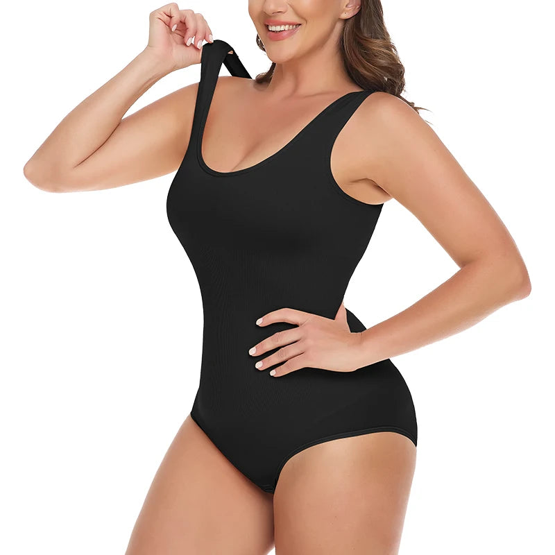 Bodysuit Women Shapewear Tummy Control Butt Lifter Body Shaper Smooth Invisible Under Dress Slimming Underwear Low Neck Jumpsuit