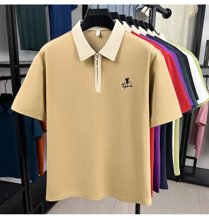 Designer brand fashion short sleeve polo shirt men luxury pony embroidery breathable summer color blocked high-end Paul T-shirt.
