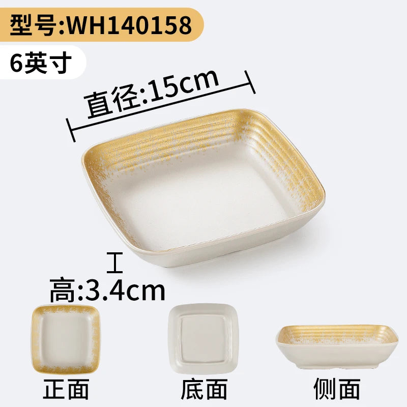 1Pc Thickened Melamine Tableware Not Easily Broken Plastic Barbecue Plate Merchant Dining Plate Household Kitchen Accessories