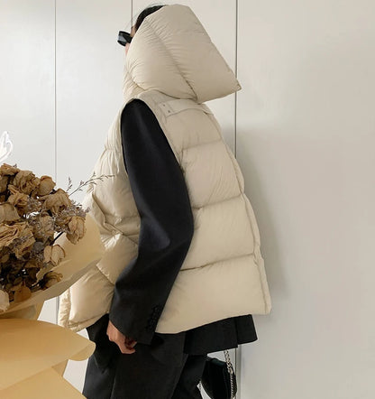 Hirsionsan Herbst Winter Koreanische Weiße Ente Unten Weste Frauen 2023 Neue Einfach Alle-spiel Mäntel FemaleSoft Warme Sleeveness Jacken