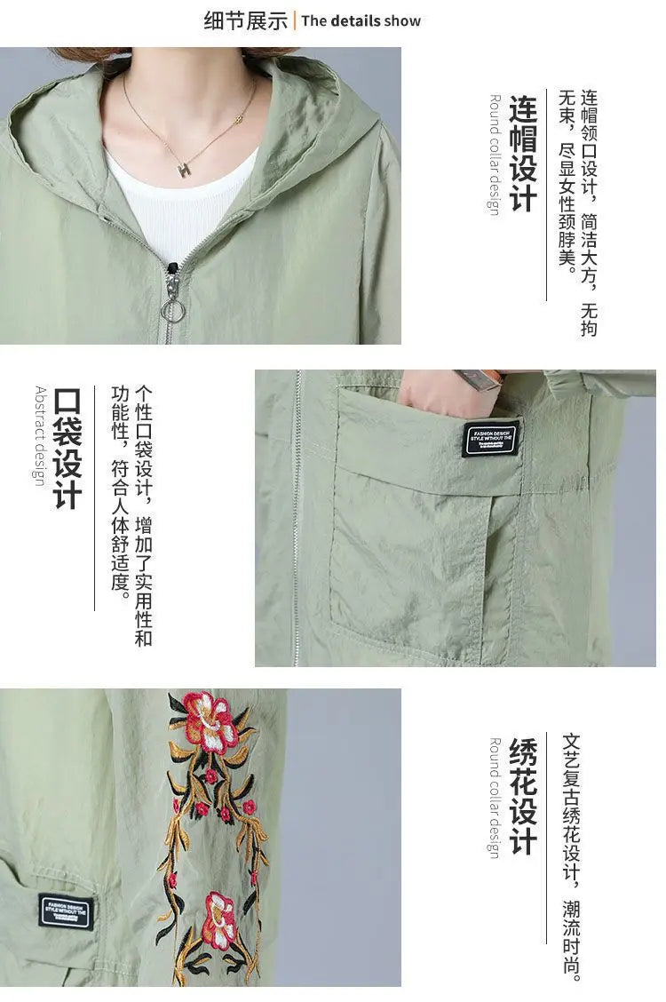 Sommerjacken für Frauen 2025, Oberbekleidung, cooler dünner Mantel, Mutter mittleren Alters, Kleidung, Korea, modische Damenbekleidung, Stickerei.