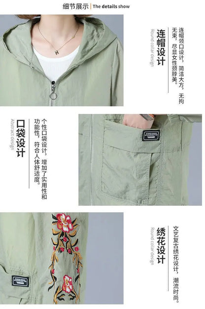 Sommerjacken für Frauen 2025, Oberbekleidung, cooler dünner Mantel, Mutter mittleren Alters, Kleidung, Korea, modische Damenbekleidung, Stickerei.