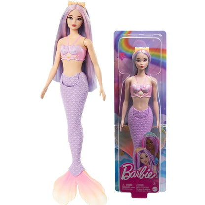 Genuine Barbie 1/6 Doll Fashionistas Model Brown Hair Sequined Purple Bubble Dress Accessory with Necklace Shoes Girls Toys Gift.