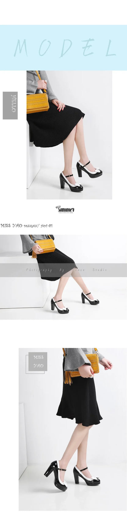 New style women's high heels elegant work single shoes thick heel waterproof platform party gathering OL women's single shoes.