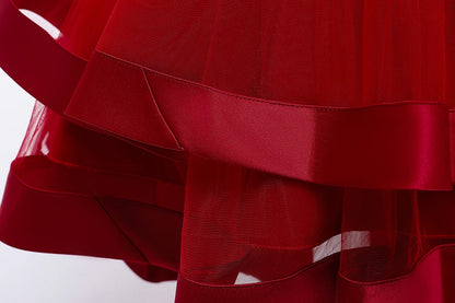 5018 rotes Mädchen-Prinzessinnenkleid mit bestickten Perlen für 3 bis 12 Jahre Mädchen-Schwanz-Partykleid für Kinder, Schulperformance-Kostüme.