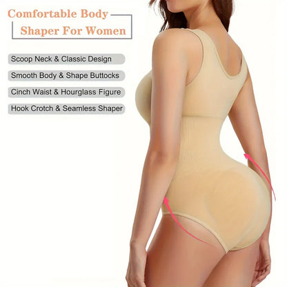 1pc Seamless Bodysuit for Women - Waist & Tummy Control, Full Body Shaper, Sleeveless Tank Top Jumpsuit, Body Shaping Bodysuit|.