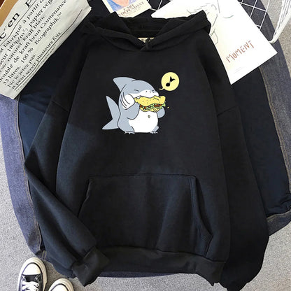 Jeff The Landshark Cute Hoodies Cartoon Print Harajuku Manga Sweatshirt Long-sleeved Fleece Clothing Sudaderas Casual Pullovers