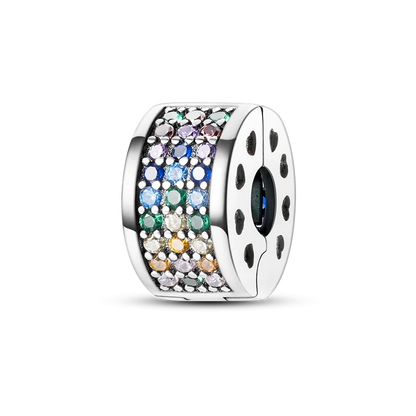 Silver Clasp 925 Sterling Silver CZ pave Clip Charms Daisy Beads Stopper Safety Chain fit Original Bangle Bracelet Jewelry Clip