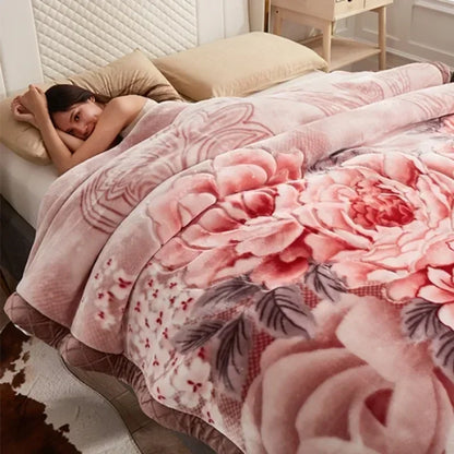 Double-layer Thick Plush Blanket Warm Skin Friendly in Winter Quilt Multiple Non Shedding Prints High Quality Bedding Article