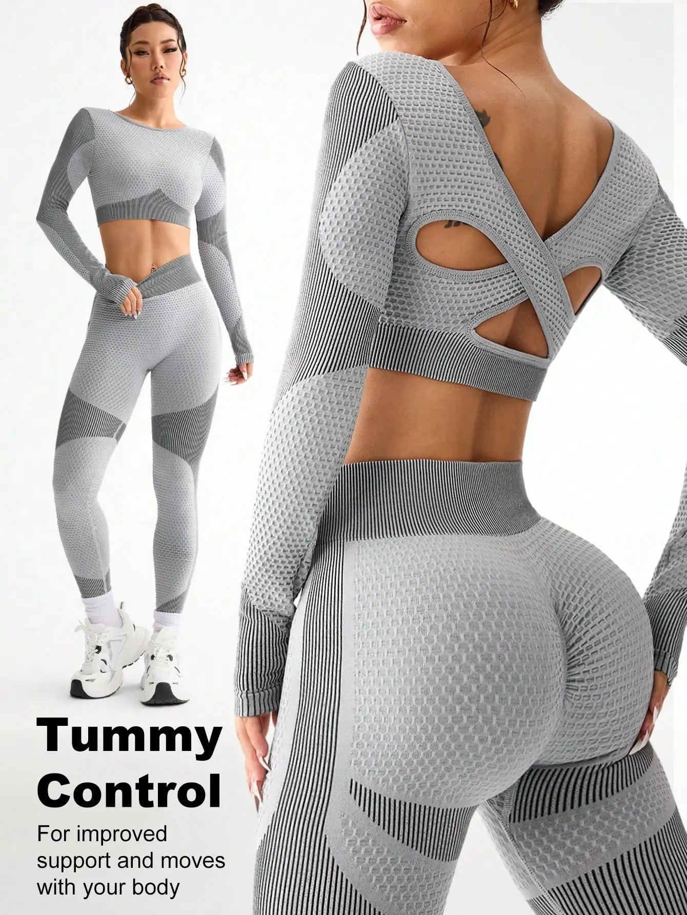 2pcs Hot-selling New Sports Tight Running Breathable Seamless Yoga Suit Women's Outdoor Fitness Suit Women's.