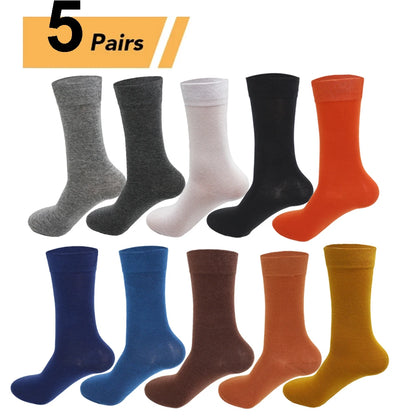 5Pairs New High Quality Business Casual Men Socks Black Men's Dress Long Socks Autumn Keep Warm Colorful Full Happy Socks Male.