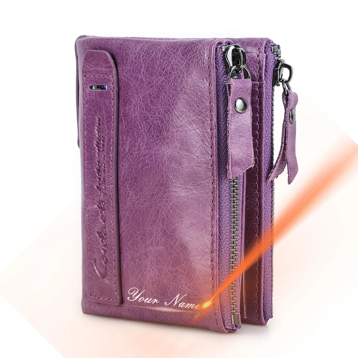 CONTACT'S Genuine Leather Short Wallets for Women Luxury Designer Coin Purse Female Money Clip Card Holder Customize Men Wallets