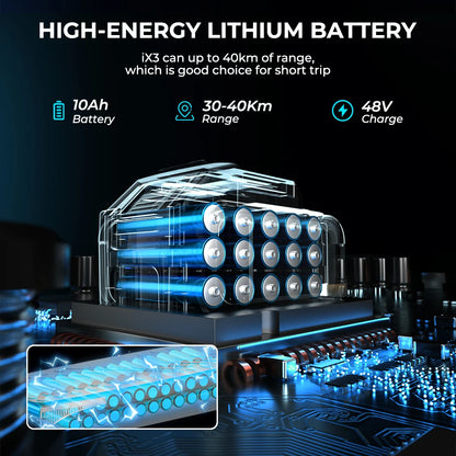 iScooter ix3 Foldable Adult Electric Scooter E-Scooter, 40KM/H Electric Kick Scooter, 800W Skateboards, 48V 10Ah Kickboard.