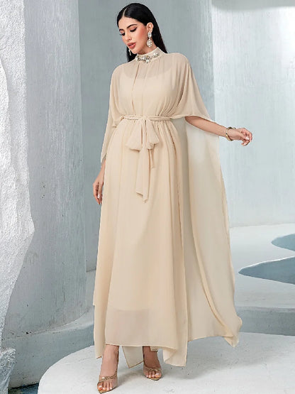 Chiffon 2 Piece Abaya Damen Dubai Muslim Evening African Dresses For Women Set Islam Clothing Kebaya Kaftan Robe Musulmane Femme.