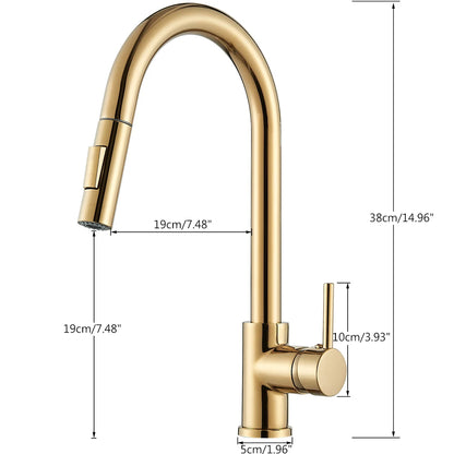 Pull Out Kitchen Faucet 2-Ways Stream/Shower Sprayer Head Deck Mounted Hot and Cold Water Mixers Single Handle Taps